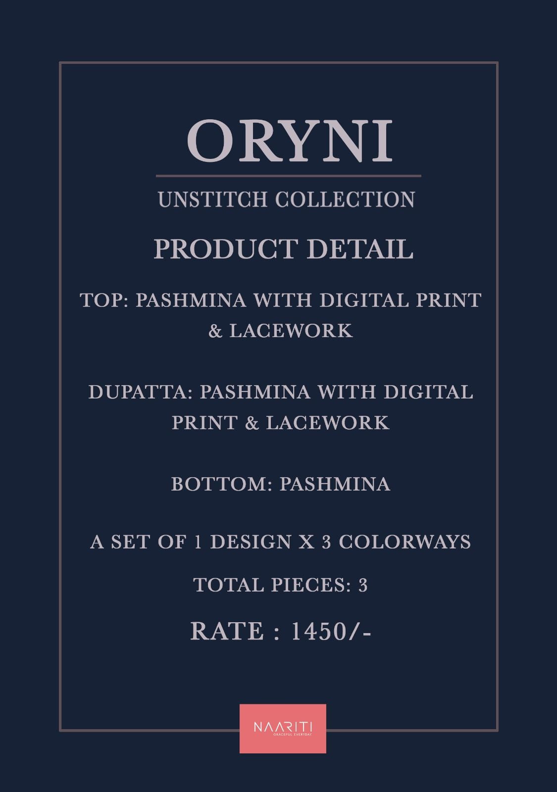 Oryni Naariti Pashmina Suits Wholesaler