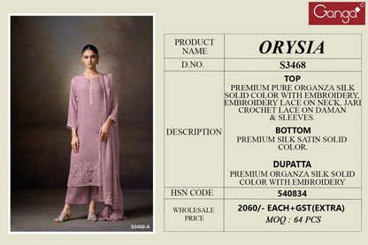 Orysia 3468 Ganga Organza Plazzo Style Suits Exporter Gujarat