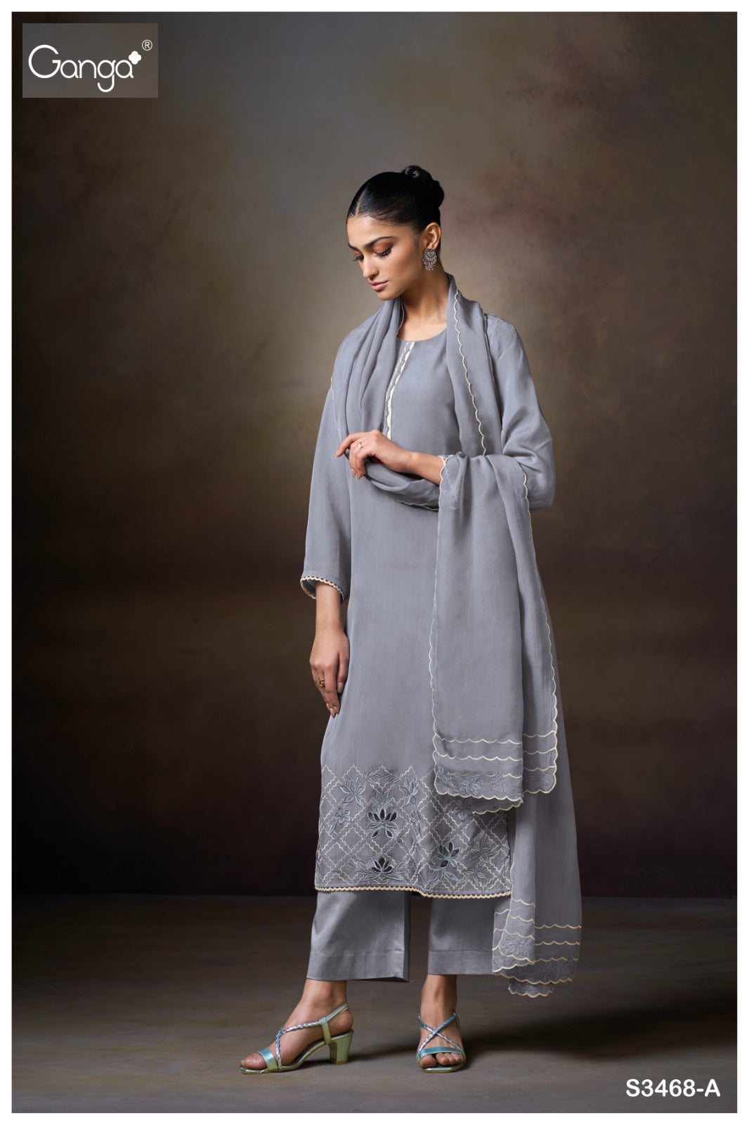 Orysia 3468 Ganga Organza Plazzo Style Suits Exporter Gujarat