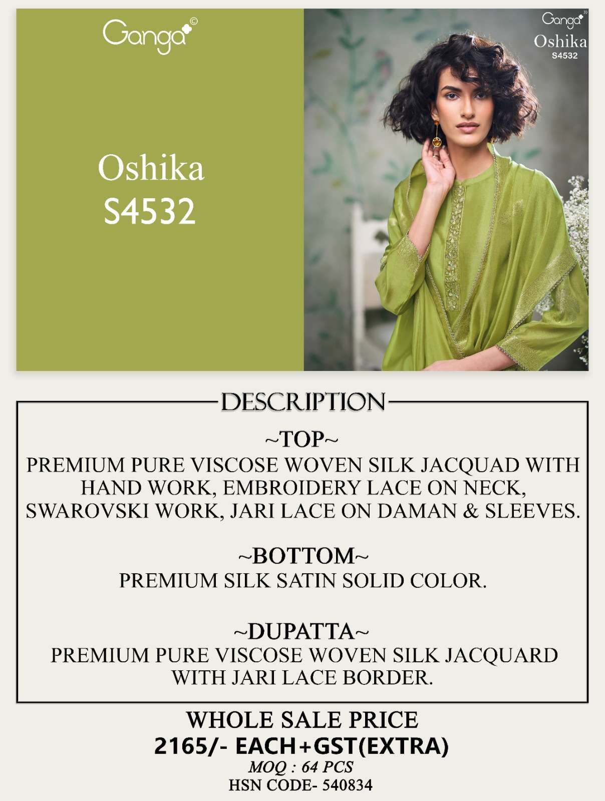 Oshika S4532 Ganga Woven Silk Pant Style Suits Exporter India