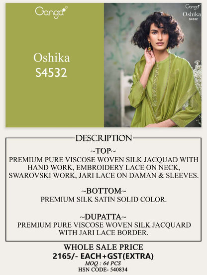 Oshika S4532 Ganga Woven Silk Pant Style Suits Exporter India