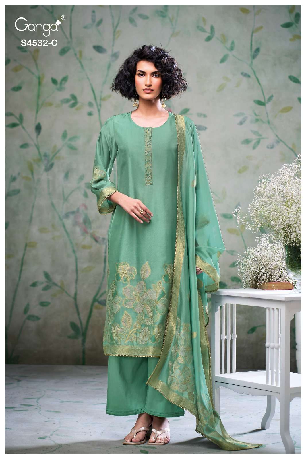 Oshika S4532 Ganga Woven Silk Pant Style Suits Exporter India