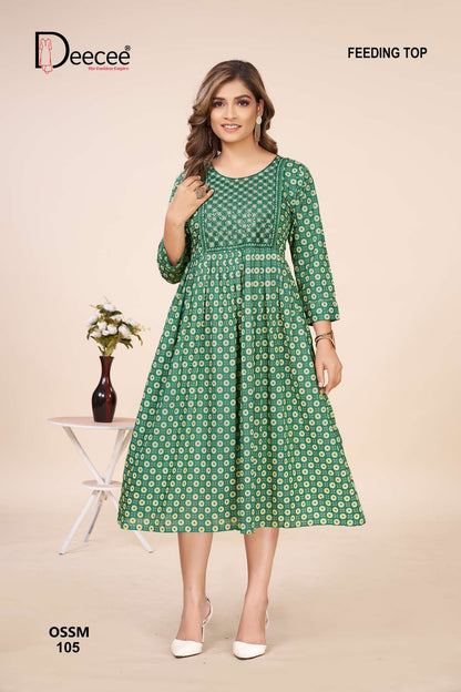 Ossm Deecee Rayon Feeding Kurtis Exporter