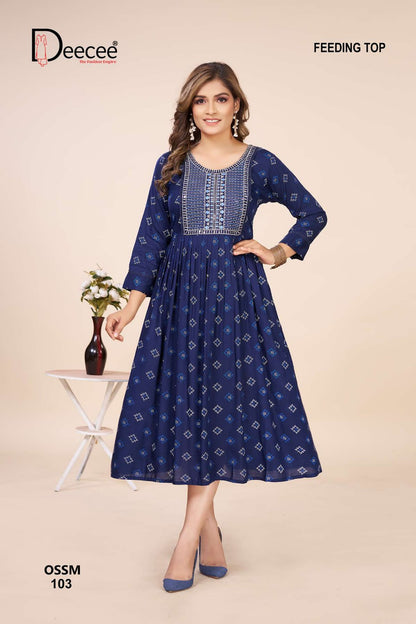 Ossm Deecee Rayon Feeding Kurtis Exporter