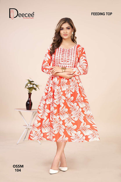 Ossm Deecee Rayon Feeding Kurtis Exporter