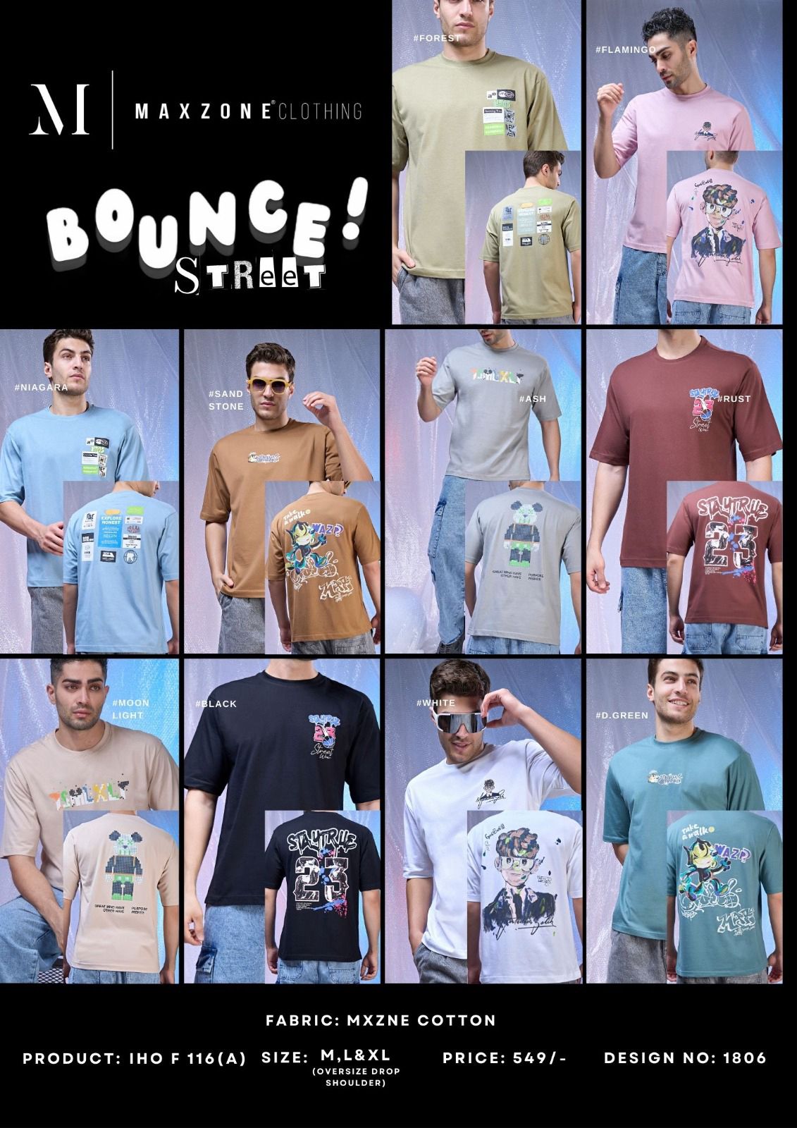 Oversize Iho F 116(A) Maxzone Clothing Cotton Mens Tshirts Exporter India