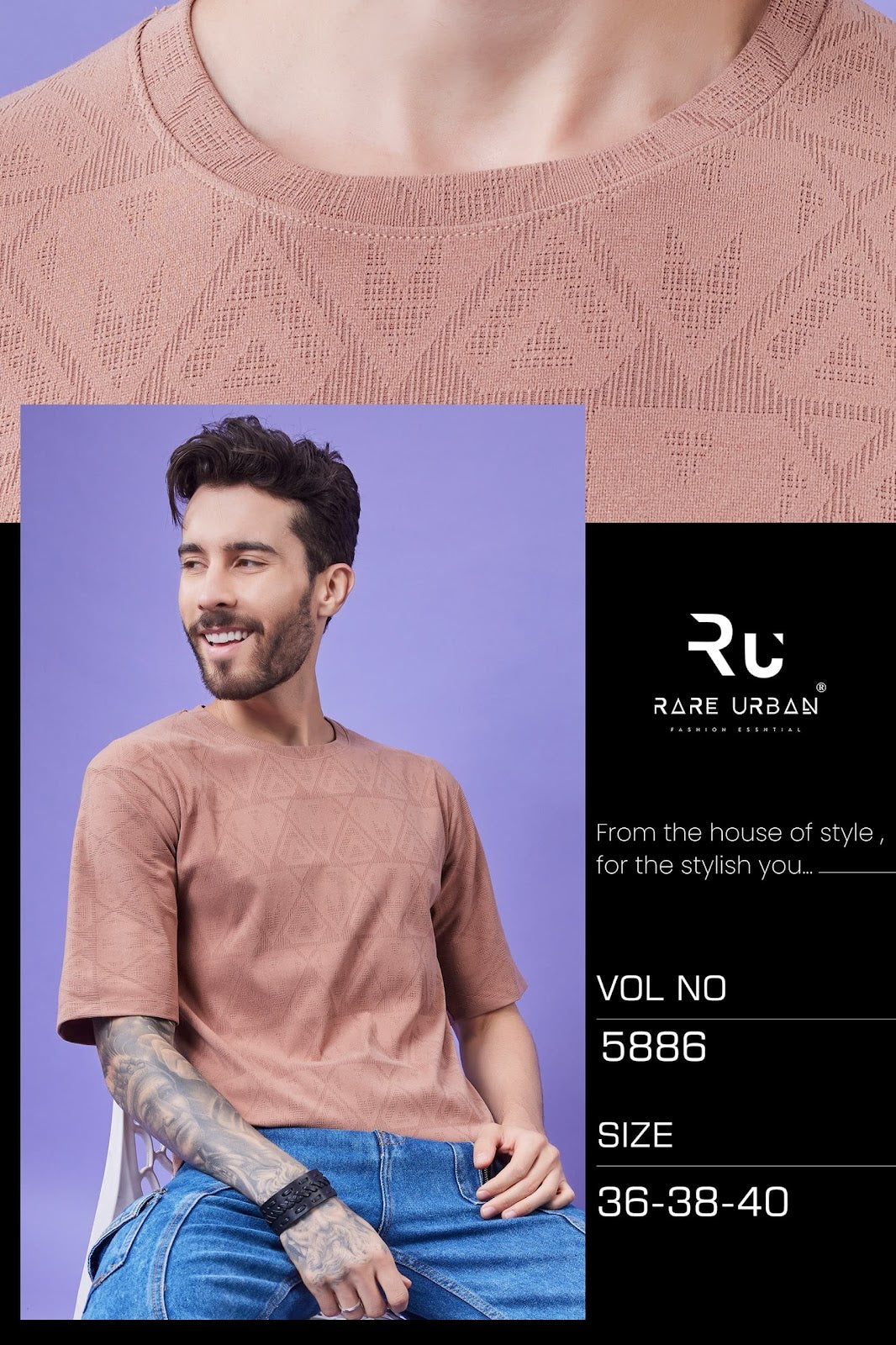 Oversize Vol 5886 Rare Urban Jacquard Knit Mens Tshirts Manufacturer India