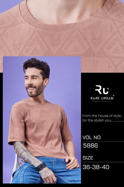 Oversize Vol 5886 Rare Urban Jacquard Knit Mens Tshirts Manufacturer India