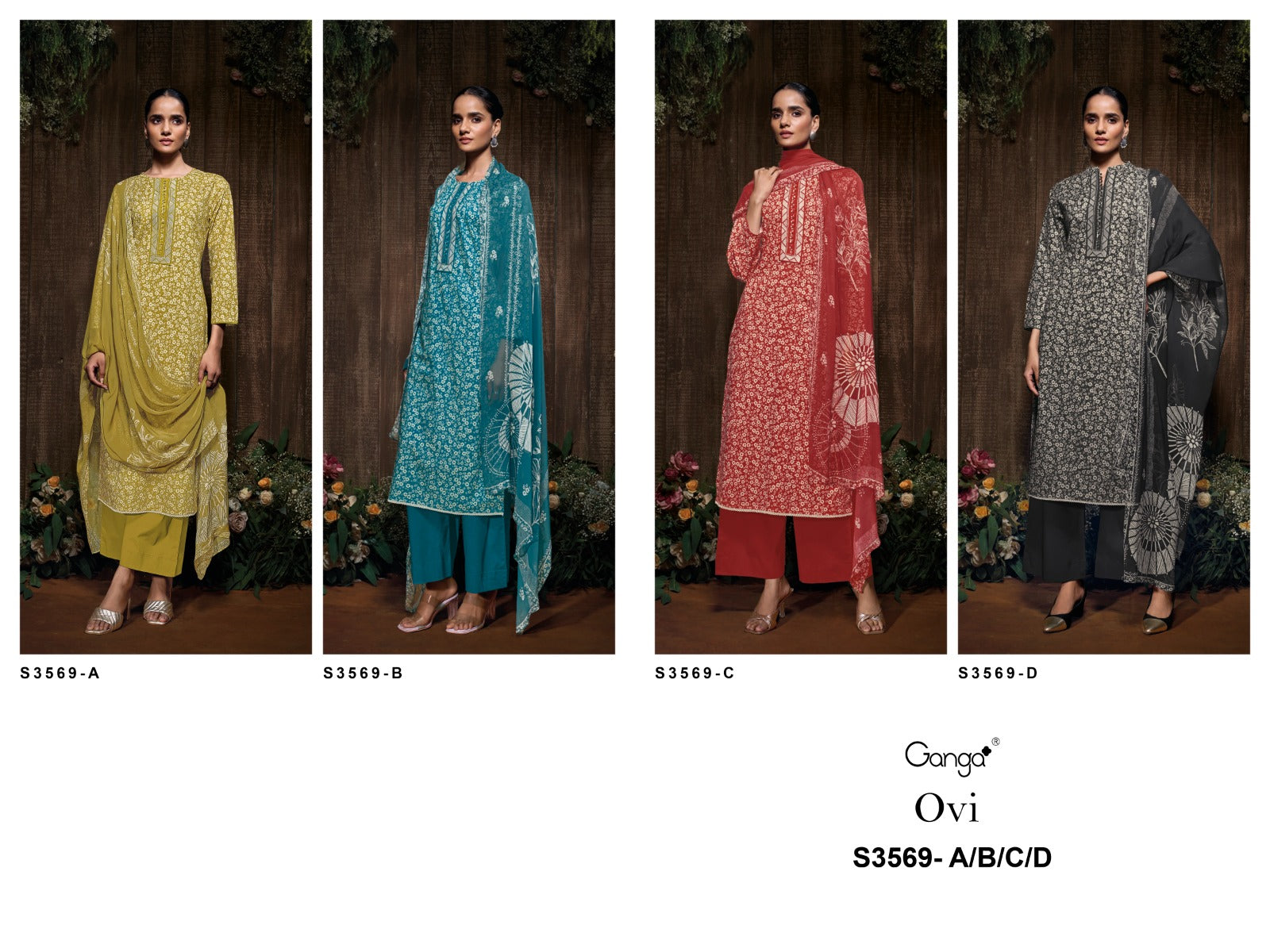 Ovi 3569 Ganga Premium Cotton Plazzo Style Suits Supplier India