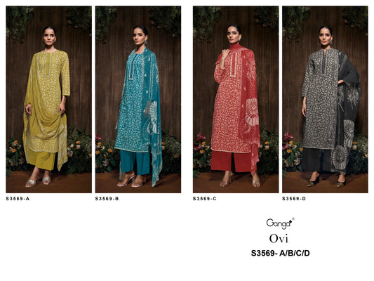 Ovi 3569 Ganga Premium Cotton Plazzo Style Suits Supplier India