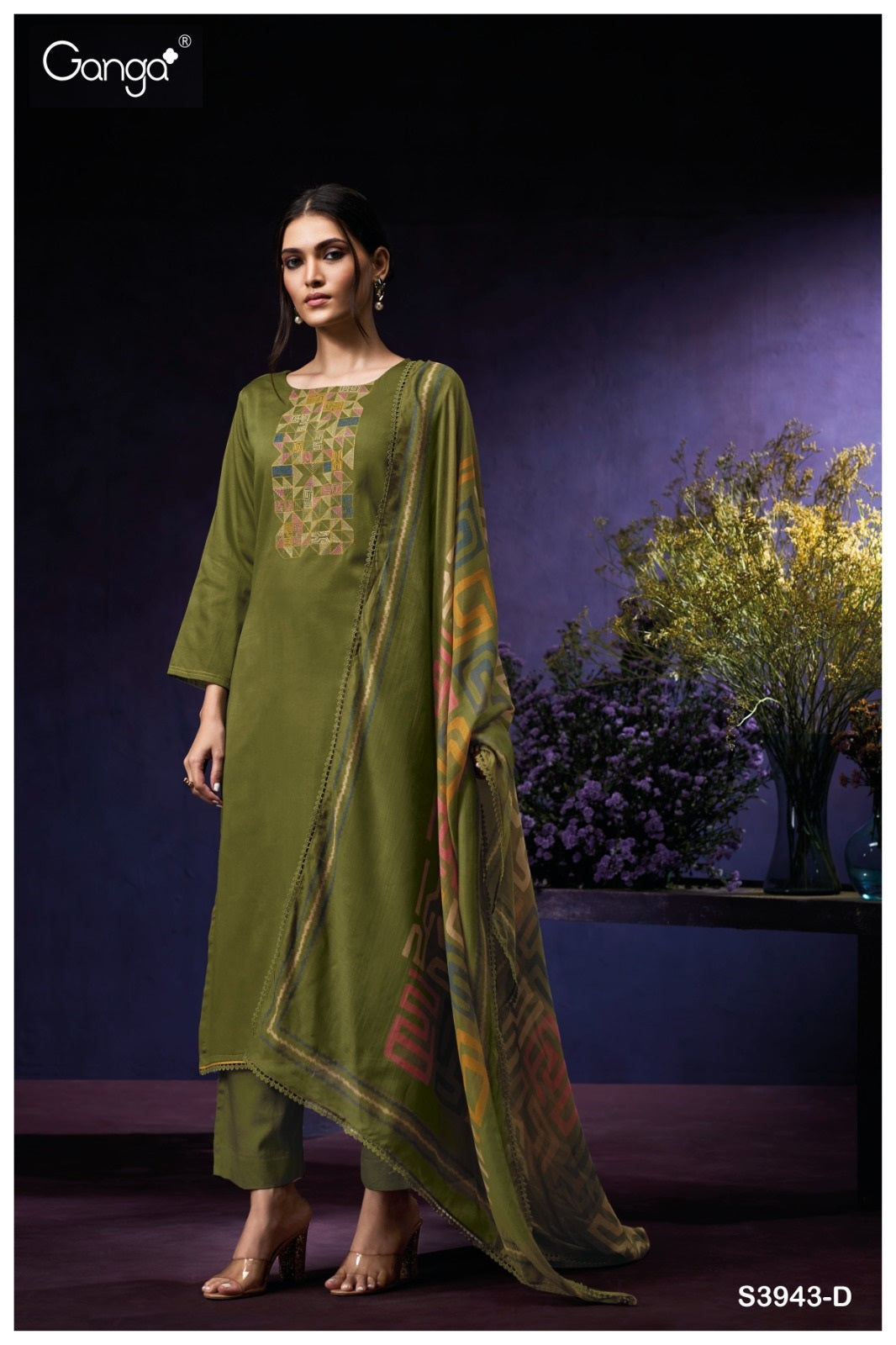 Oviana 3943 Ganga Premium Cotton Plazzo Style Suits Manufacturer Gujarat