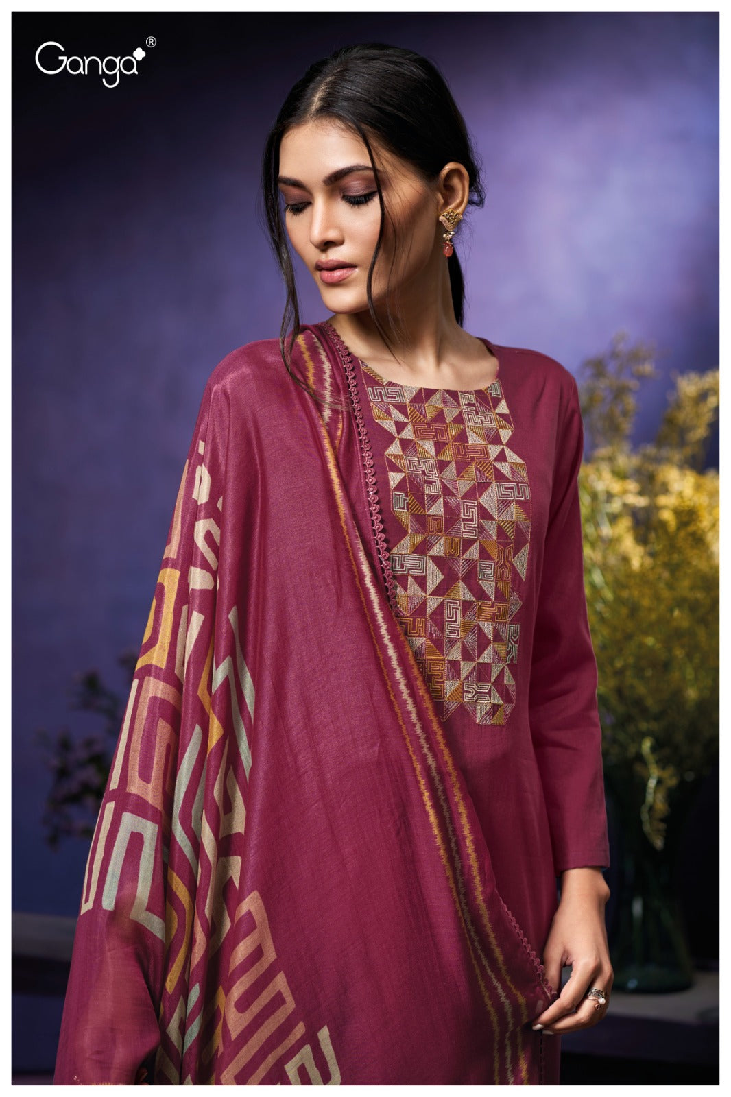 Oviana 3943 Ganga Premium Cotton Plazzo Style Suits Manufacturer Gujarat