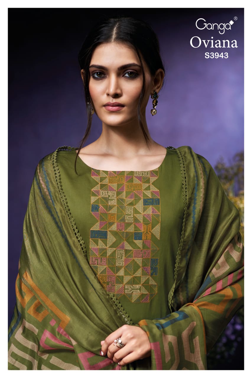 Oviana 3943 Ganga Premium Cotton Plazzo Style Suits Manufacturer Gujarat