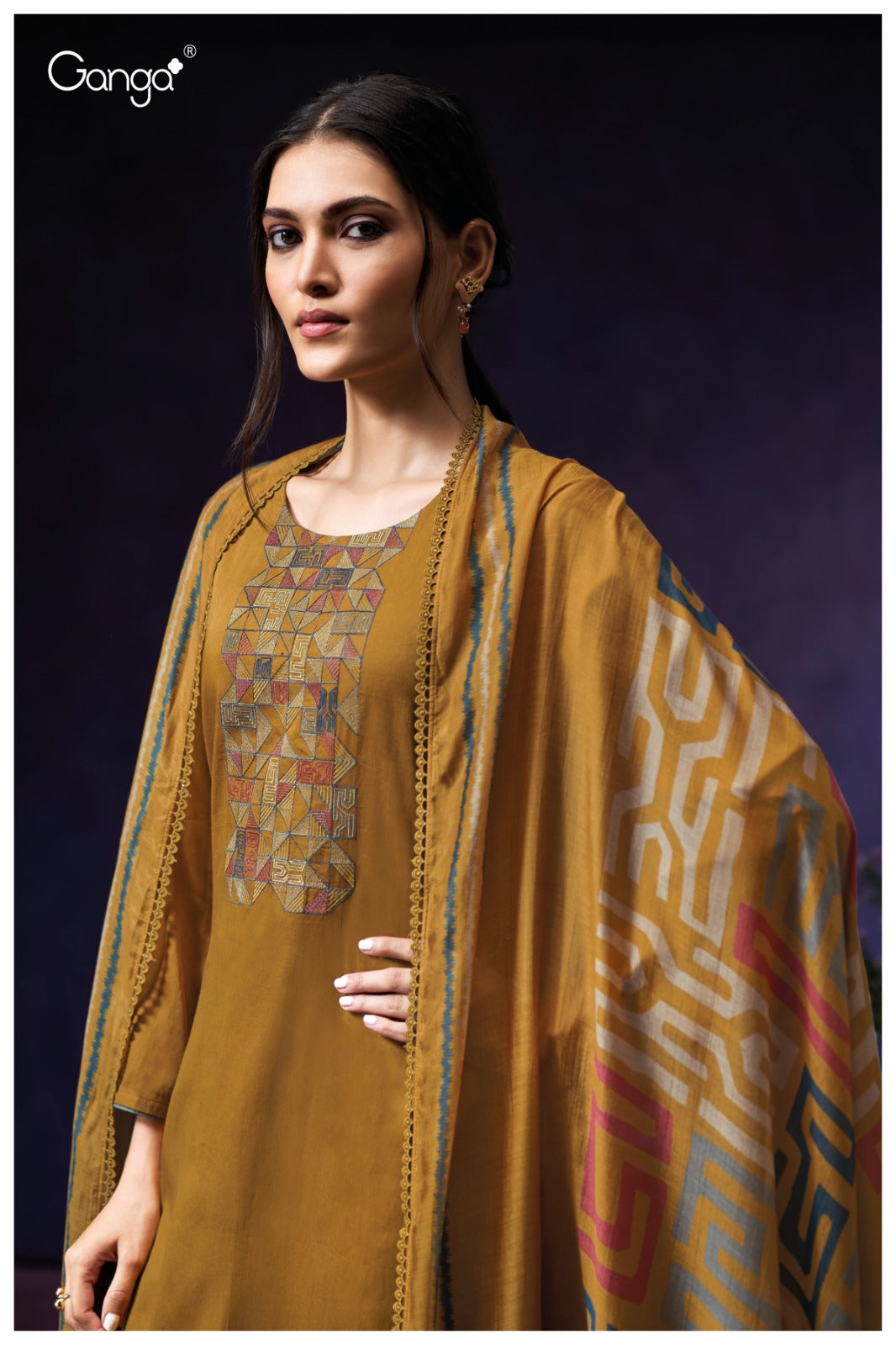 Oviana 3943 Ganga Premium Cotton Plazzo Style Suits Manufacturer Gujarat