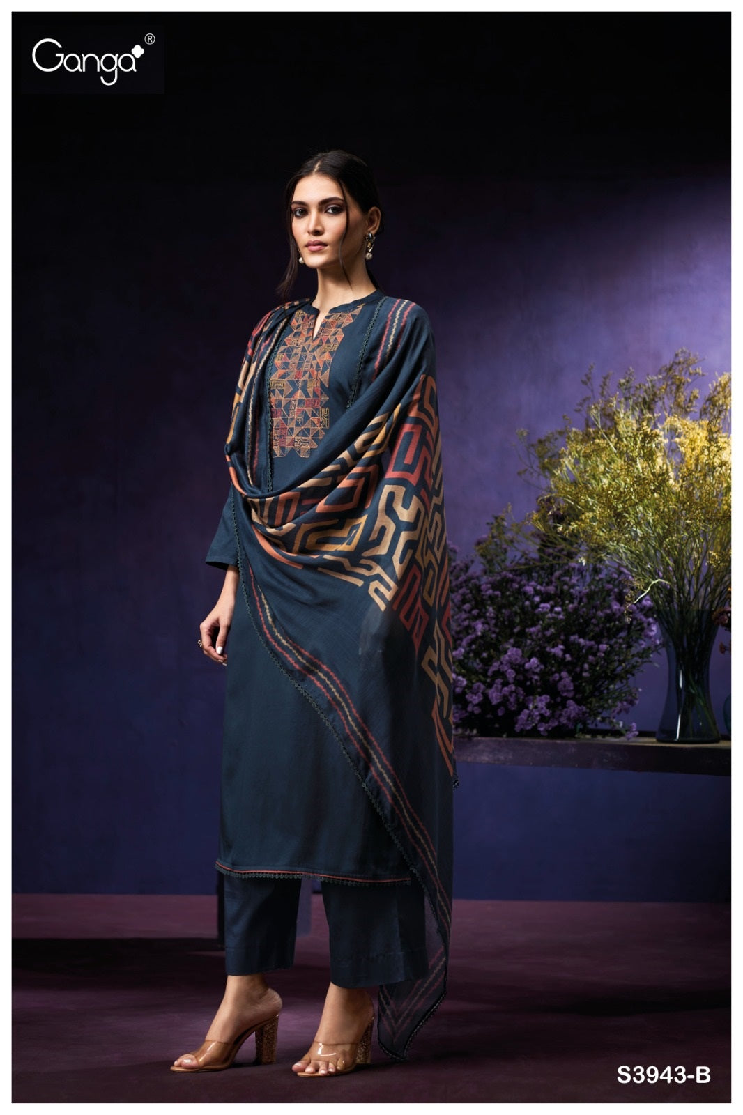 Oviana 3943 Ganga Premium Cotton Plazzo Style Suits Manufacturer Gujarat