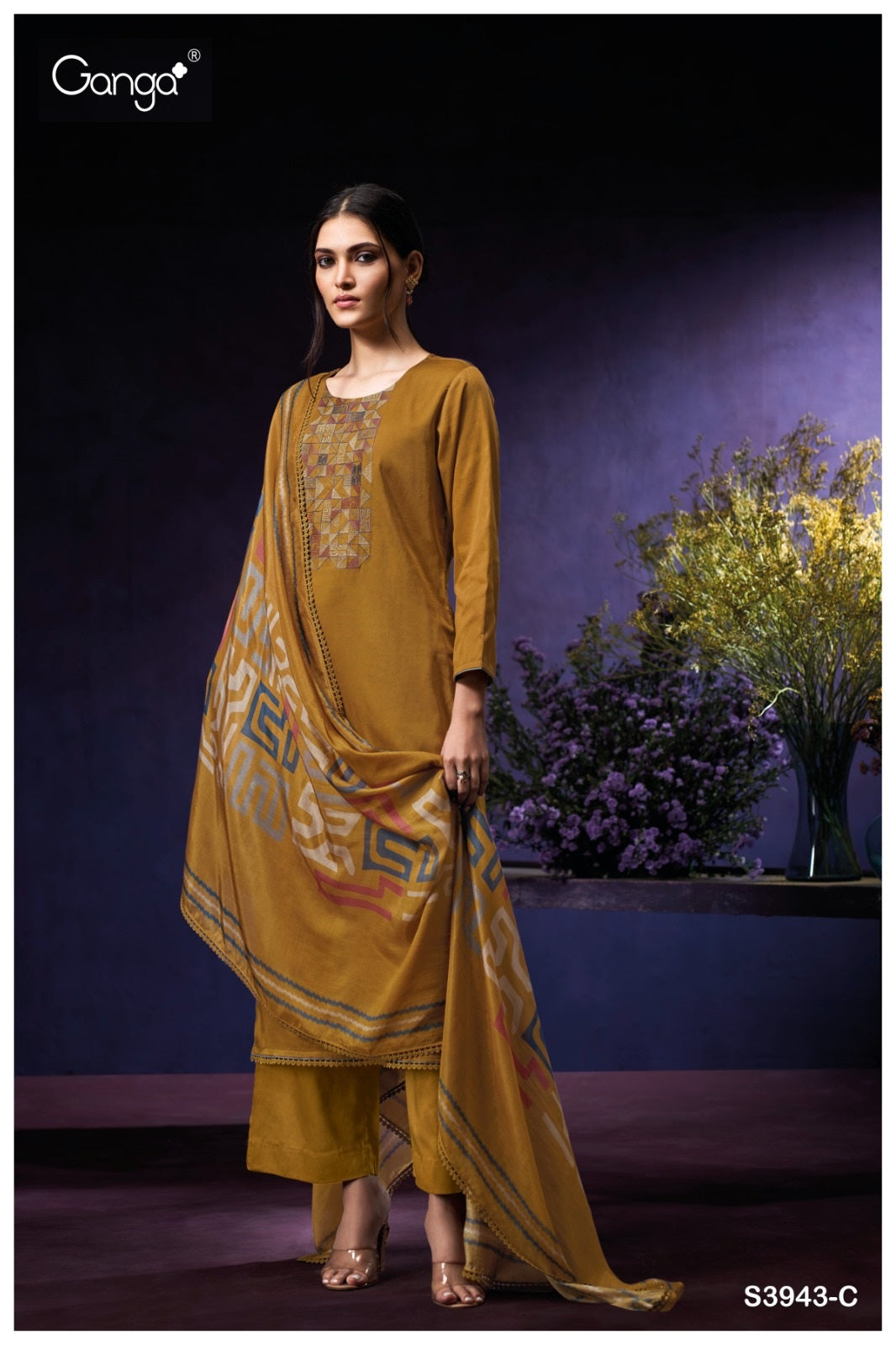 Oviana 3943 Ganga Premium Cotton Plazzo Style Suits Manufacturer Gujarat