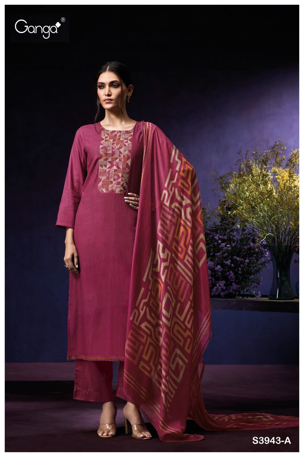 Oviana 3943 Ganga Premium Cotton Plazzo Style Suits Manufacturer Gujarat