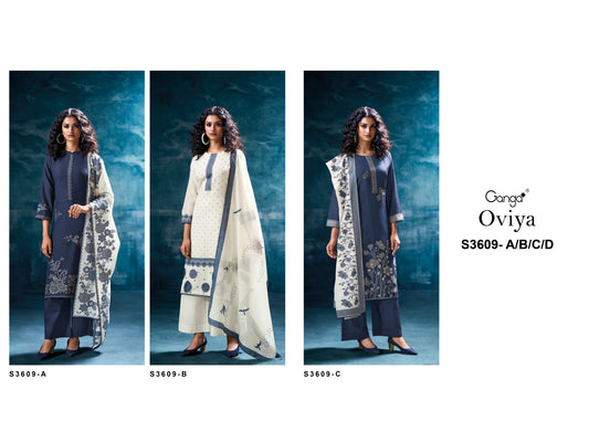 Oviya 3609 Ganga Mul Mul Plazzo Style Suits Wholesale Rate