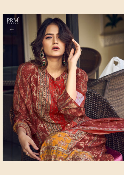 ओज़ारा प्रम ट्रेंड्ज़ मसलिन सिल्क पैंट स्टाइल सूट