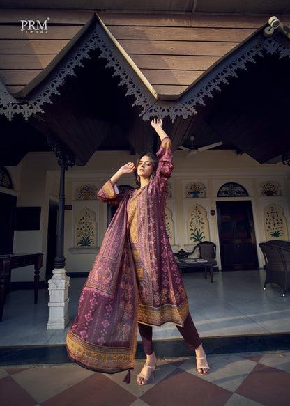 ओज़ारा प्रम ट्रेंड्ज़ मसलिन सिल्क पैंट स्टाइल सूट