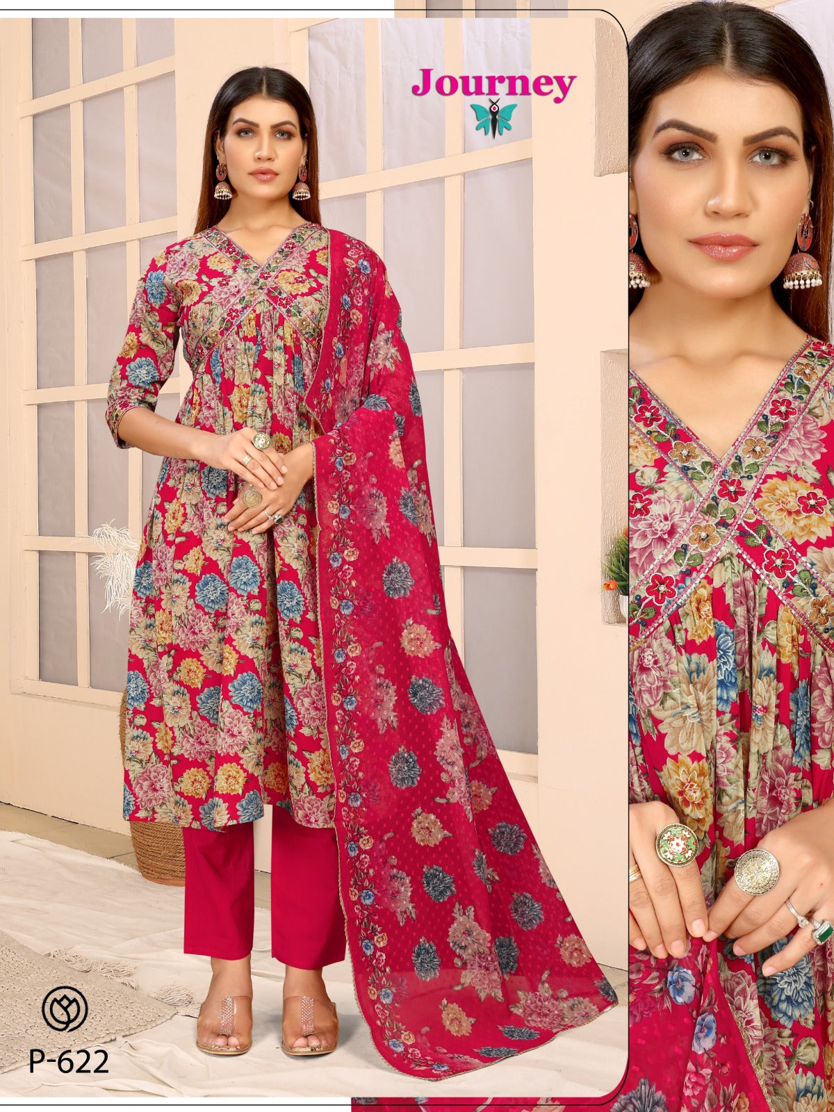 P-622-623 Journey Design Cambric Readymade Pant Style Suits Manufacturer India