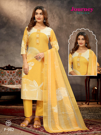 P-981 To P-982 Journey Design Poly Reyon Readymade Suits Manufacturer Ahmedabad
