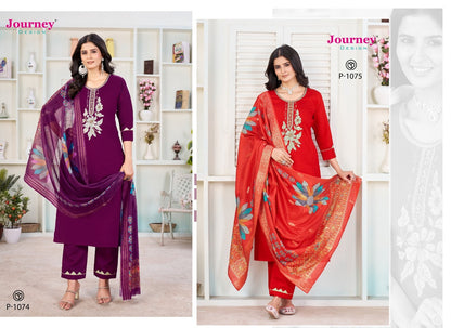 P1074-1075 Journey Design Ruby Readymade Pant Style Suits Manufacturer India