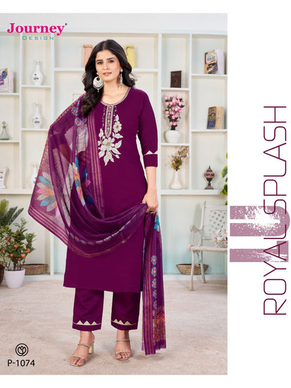 P1074-1075 Journey Design Ruby Readymade Pant Style Suits Manufacturer India