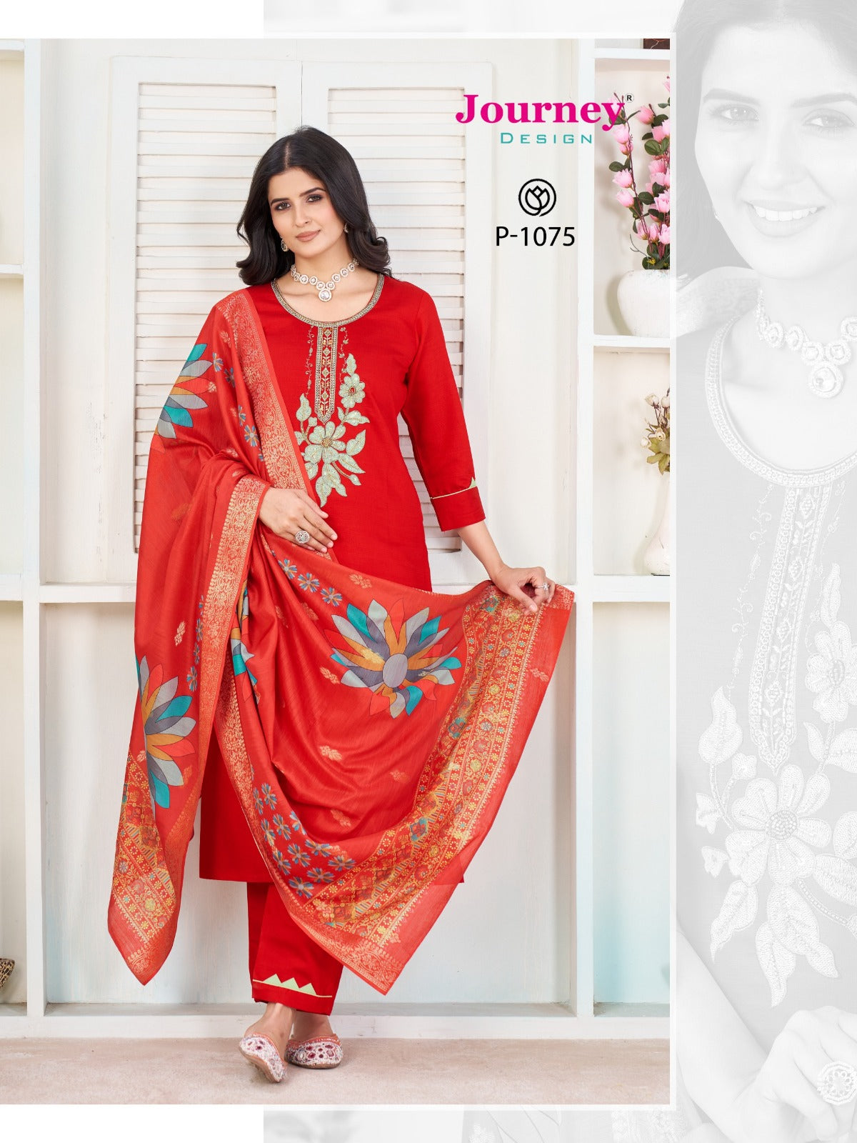 P1074-1075 Journey Design Ruby Readymade Pant Style Suits Manufacturer India