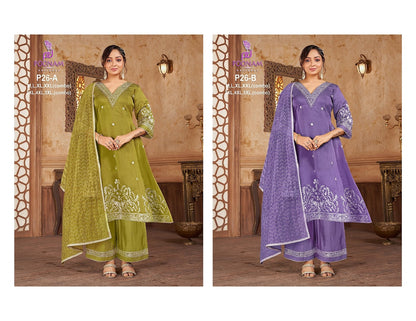 P26 Poonam Designer Chanderi Readymade Anarkali Suits Wholesaler India