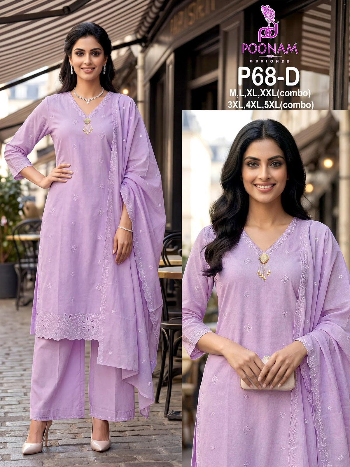 P68 Poonam Designer Cotton Readymade Plazzo Style Suits Supplier Ahmedabad