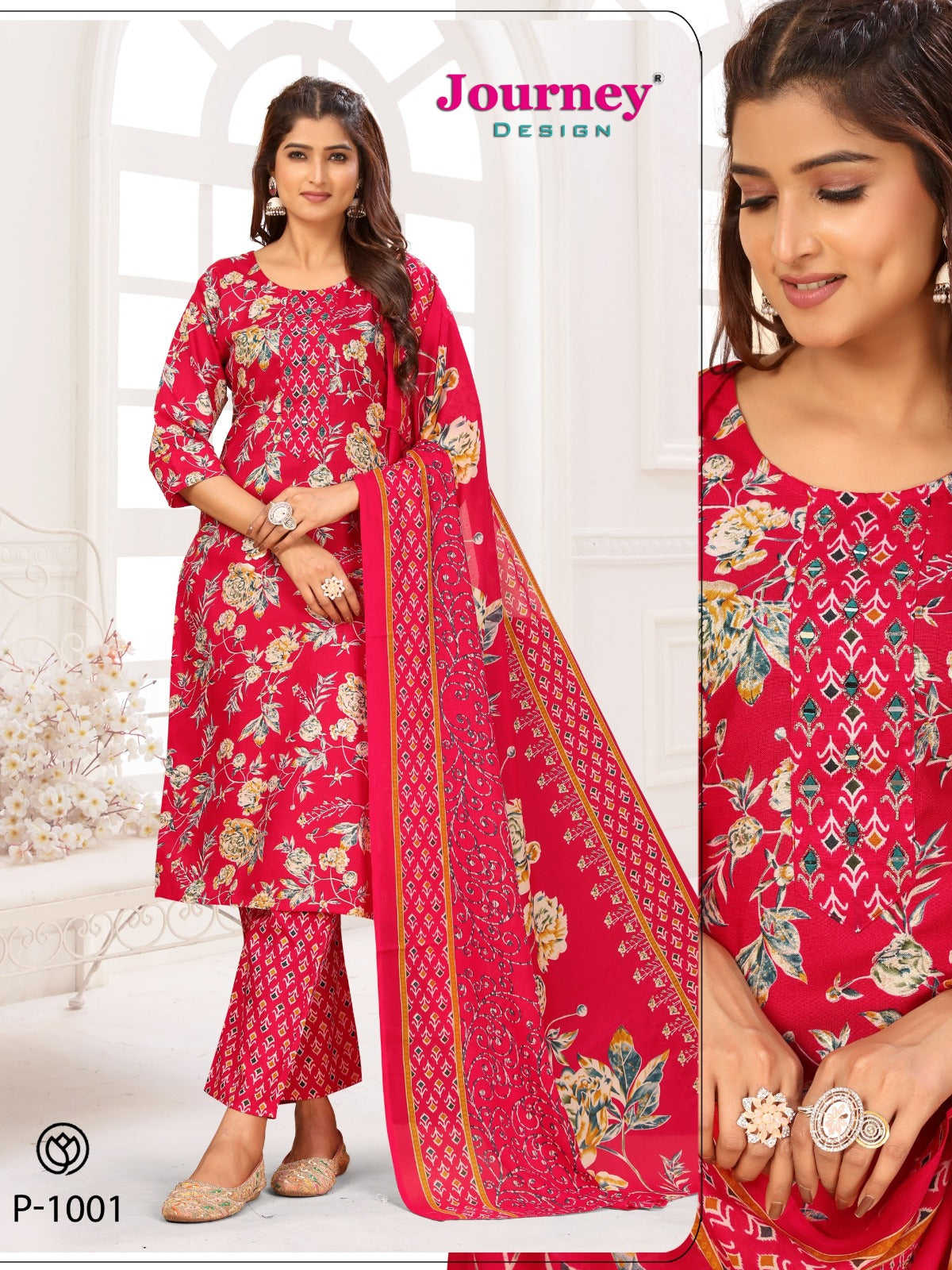 P 1001-1002 Journey Design Tora Readymade Pant Style Suits Manufacturer Ahmedabad