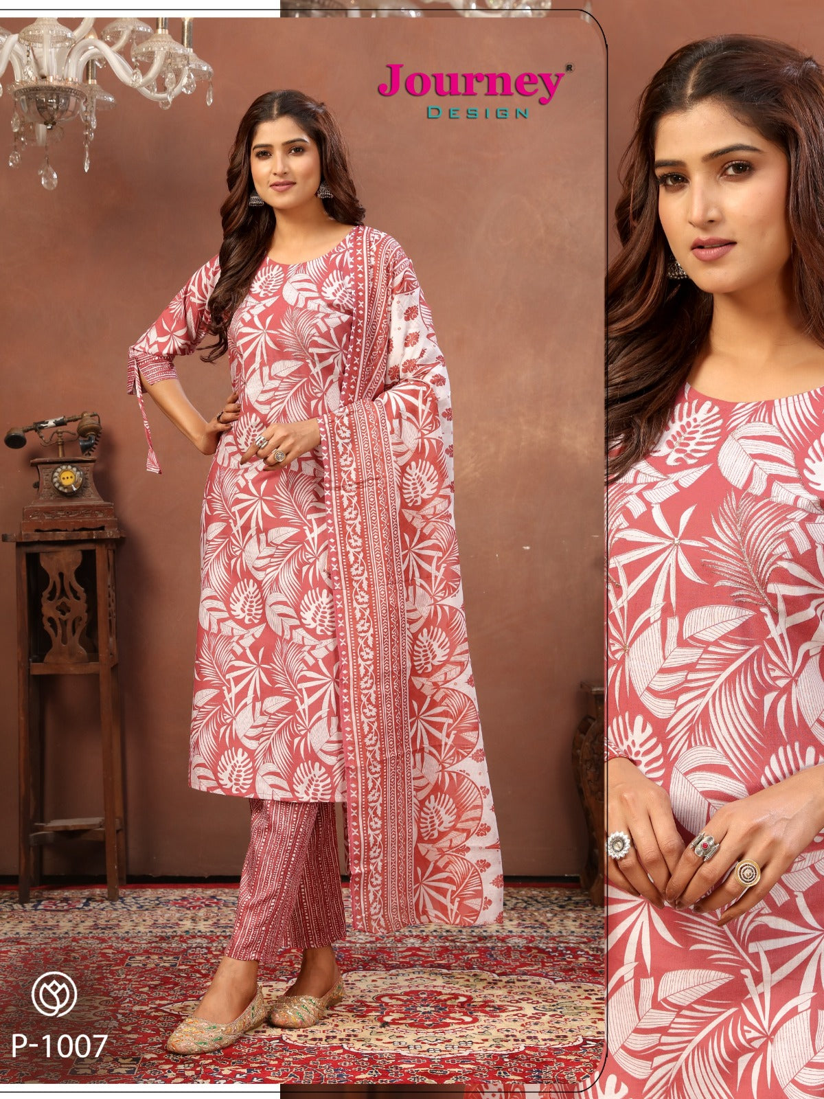 P 1007-1010 Journey Design Cotton Mull Readymade Pant Style Suits Supplier Ahmedabad