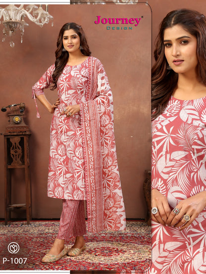 P 1007-1010 Journey Design Cotton Mull Readymade Pant Style Suits Supplier Ahmedabad
