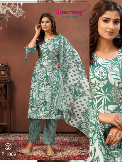 P 1007-1010 Journey Design Cotton Mull Readymade Pant Style Suits Supplier Ahmedabad