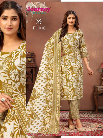 P 1007-1010 Journey Design Cotton Mull Readymade Pant Style Suits Supplier Ahmedabad
