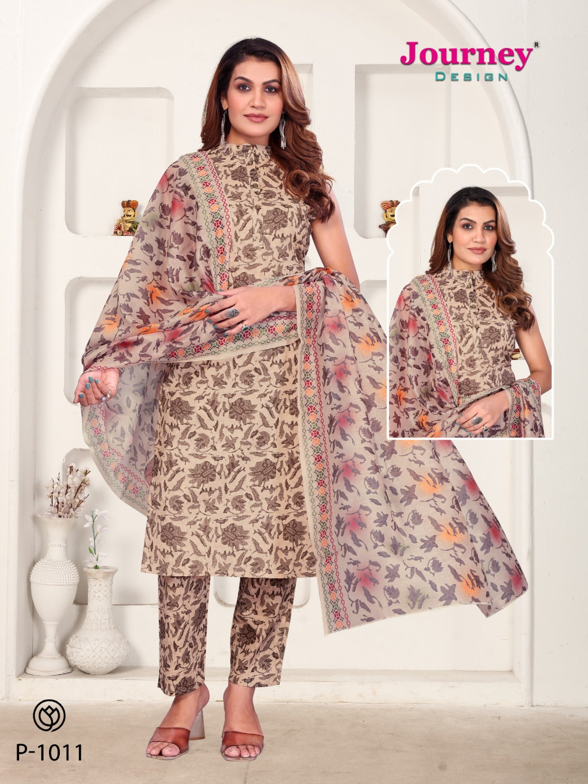 P 1011-1012 Journey Design Cotton Readymade Pant Style Suits Manufacturer Gujarat