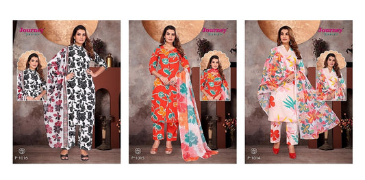 P 1014-1016 Journey Design Reyon Readymade Pant Style Suits Supplier Gujarat