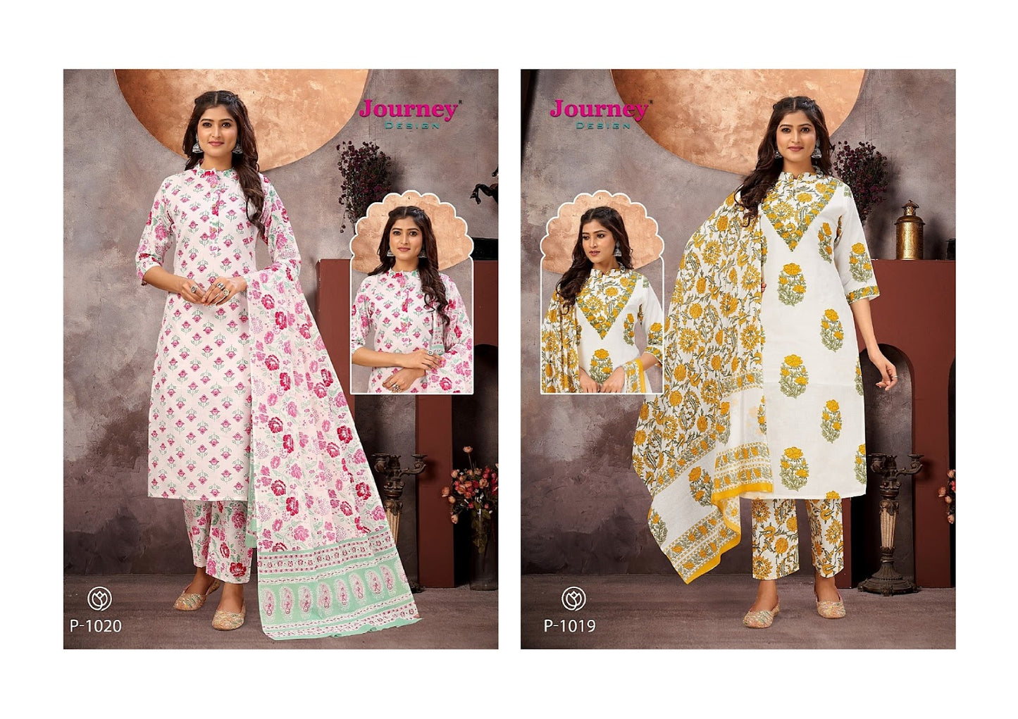 P 1019-1020 Journey Design Pc Readymade Pant Style Suits Supplier Gujarat