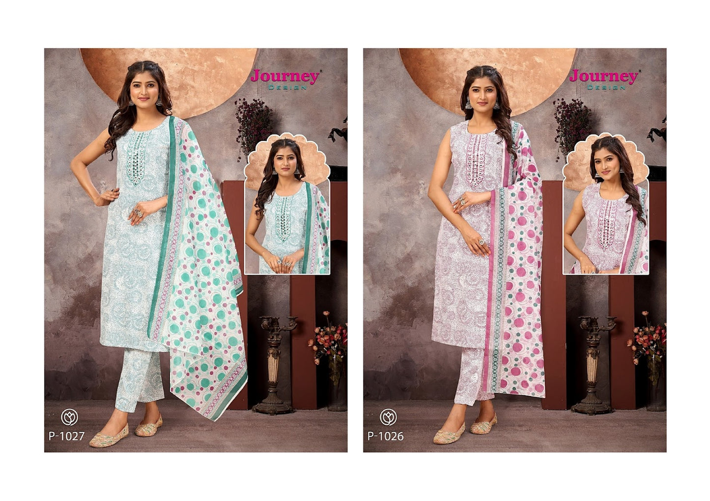 P 1026-1027 Journey Design Readymade Pant Style Suits Wholesale Rate
