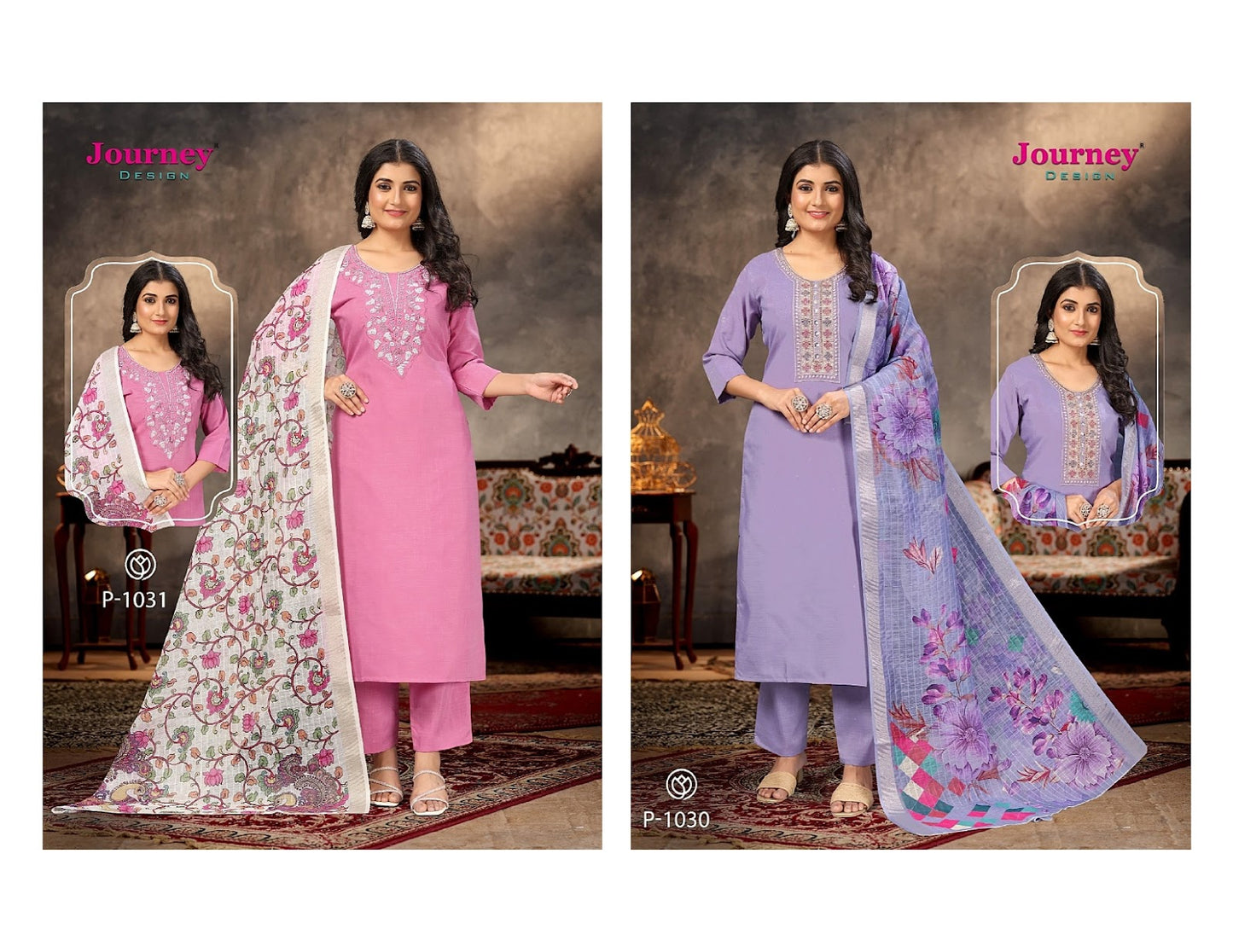 P 1030-1031 Journey Design Dobby Readymade Pant Style Suits Exporter