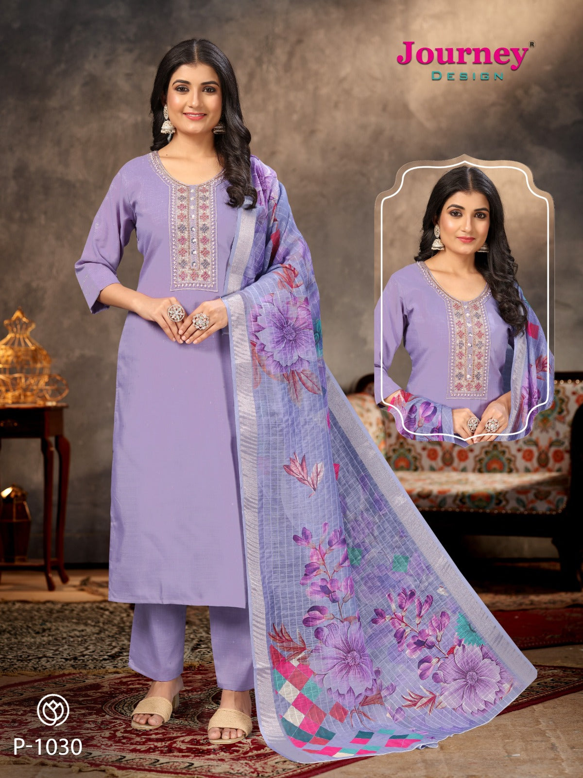 P 1030-1031 Journey Design Dobby Readymade Pant Style Suits Exporter
