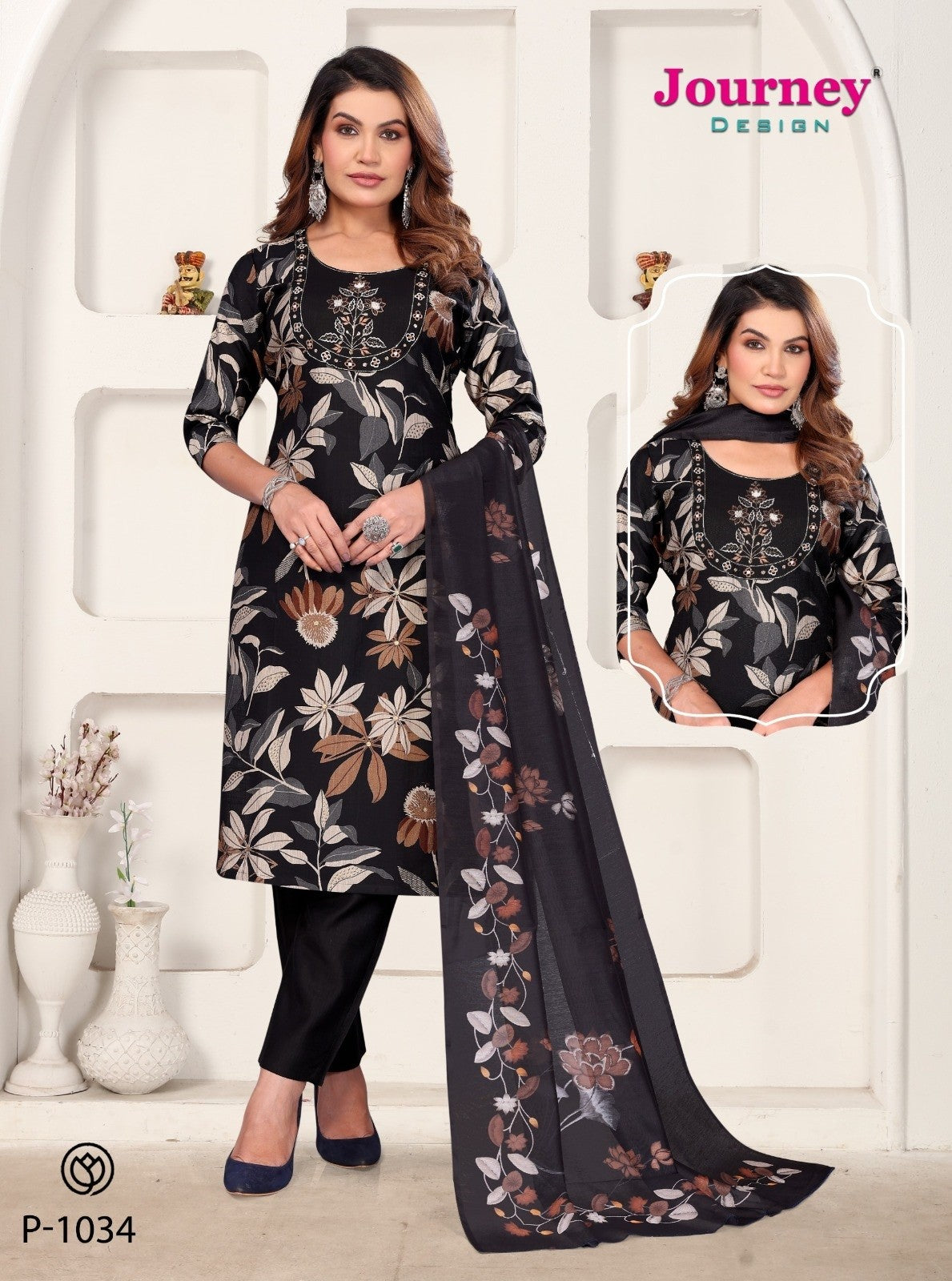 P 1034-1035 Journey Design Vetican Readymade Pant Style Suits Wholesaler Ahmedabad