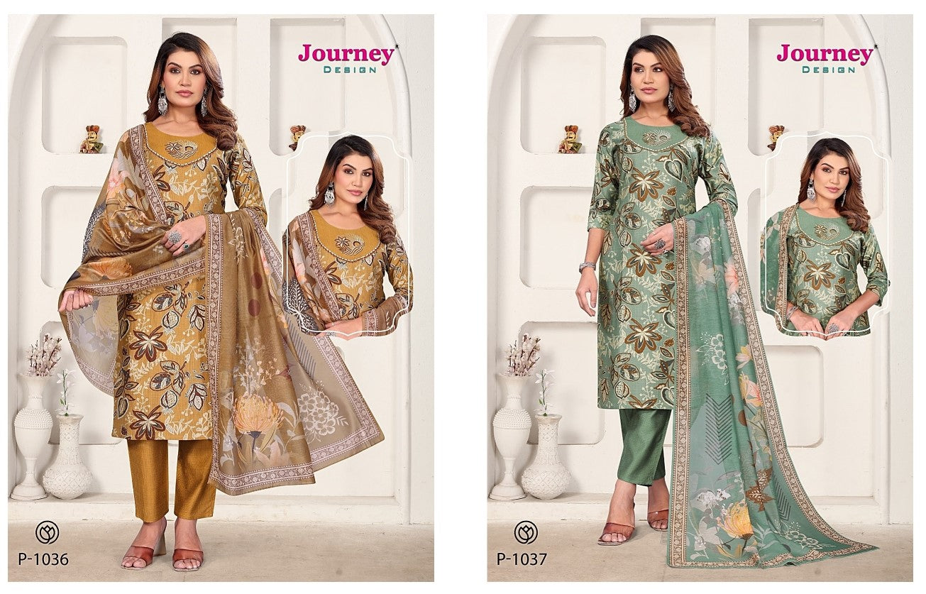 P 1036-1037 Journey Design Vetican Readymade Pant Style Suits Exporter Ahmedabad