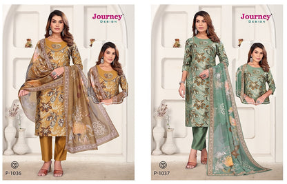 P 1036-1037 Journey Design Vetican Readymade Pant Style Suits Exporter Ahmedabad