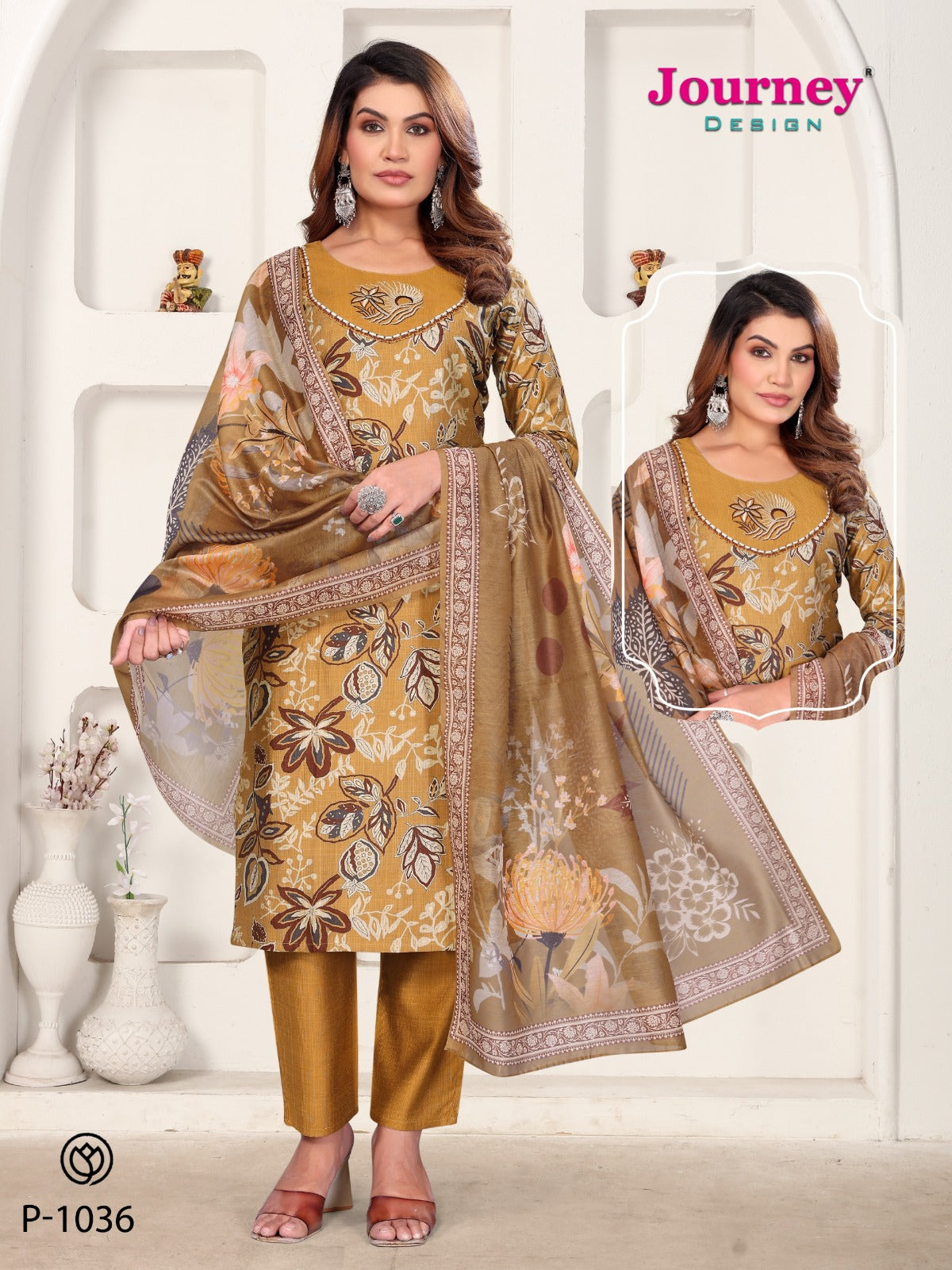 P 1036-1037 Journey Design Vetican Readymade Pant Style Suits Exporter Ahmedabad