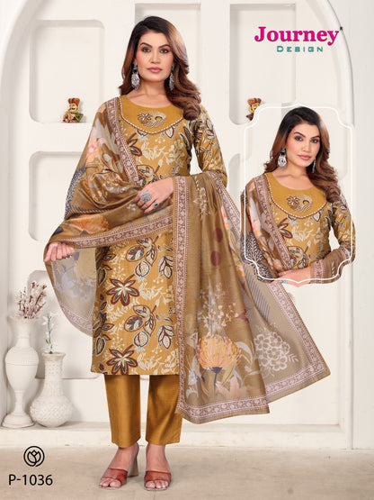 P 1036-1037 Journey Design Vetican Readymade Pant Style Suits Exporter Ahmedabad