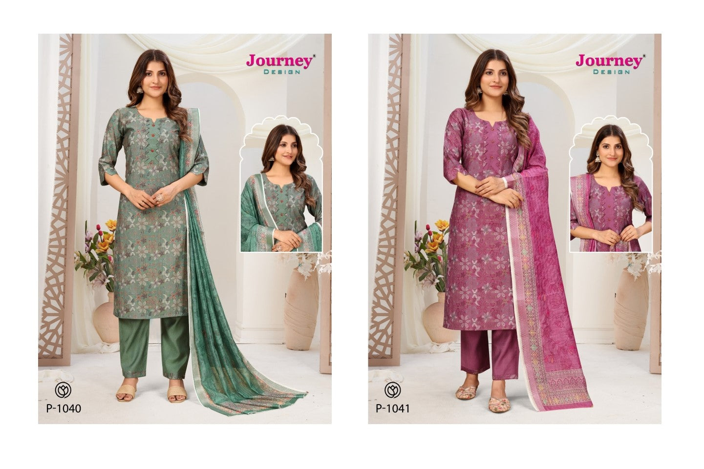P 1040-1041 Journey Design Vetican Readymade Pant Style Suits Supplier