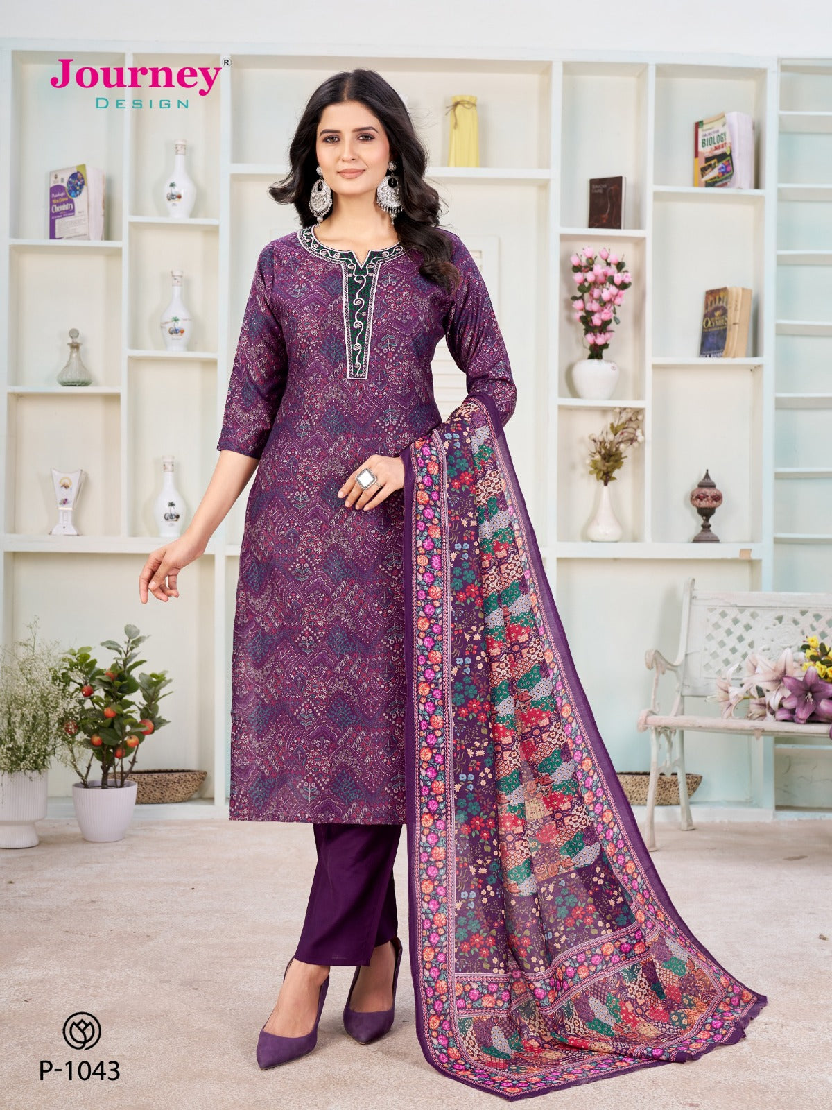 P 1042-1043 Journey Design Vetican Readymade Pant Style Suits Exporter India