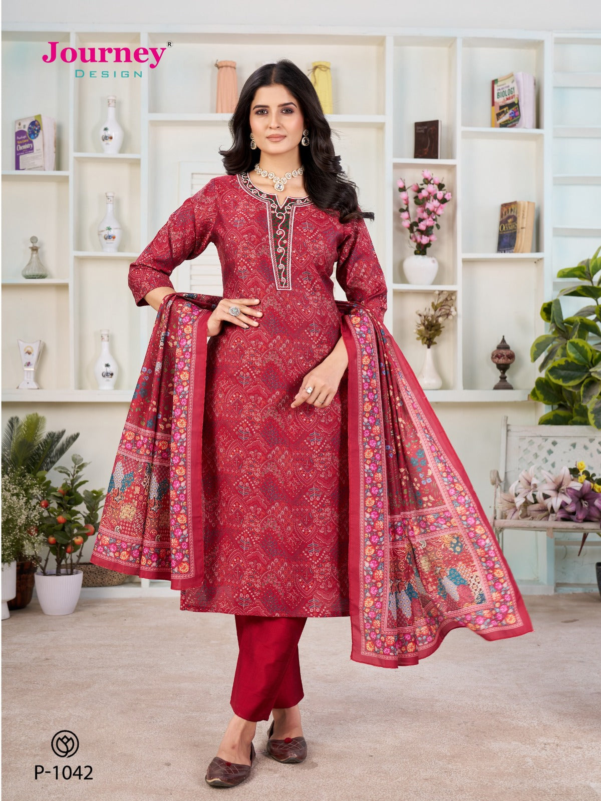 P 1042-1043 Journey Design Vetican Readymade Pant Style Suits Exporter India